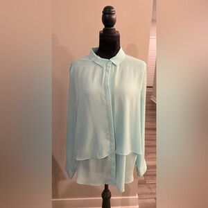 Apt. 9 Light Aqua Layered Button-Front Blouse

#84